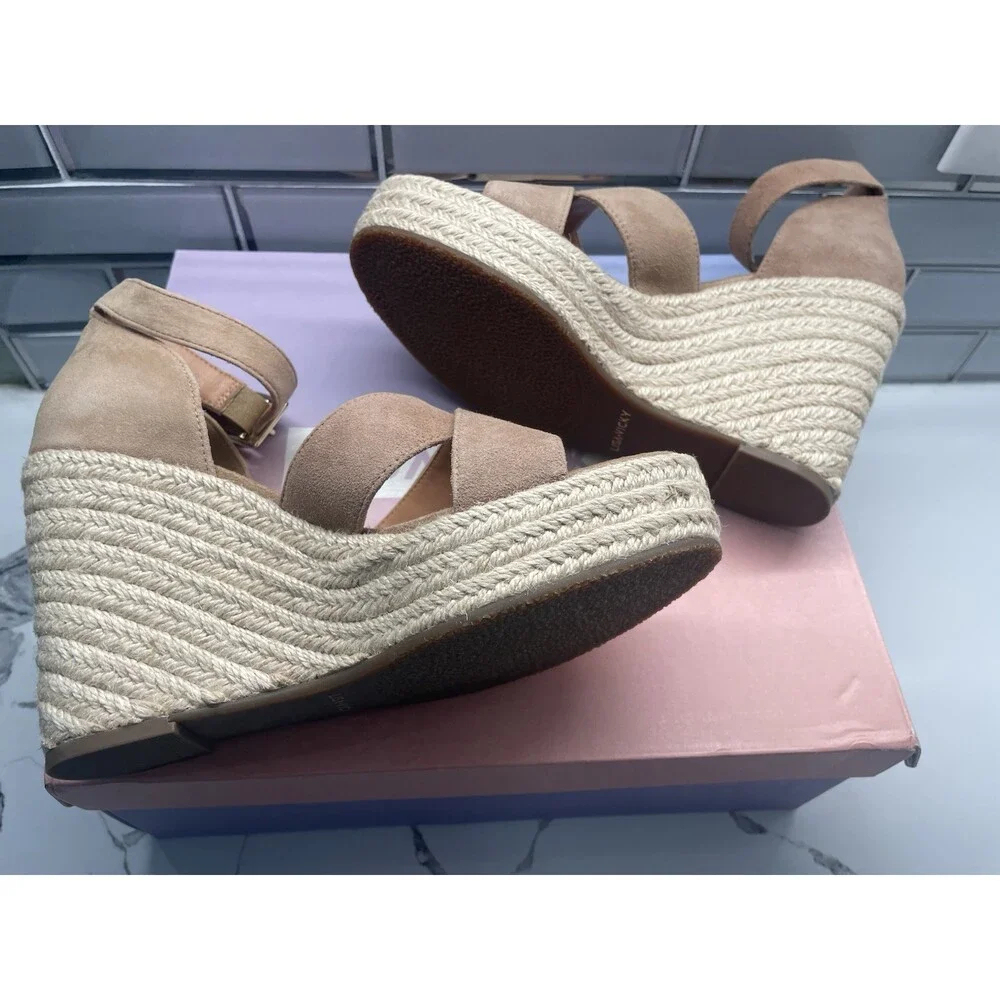 Lisa Vicky GEMI-V Cognac‎ Suede Espadrille Wedge Sandals Size 7.5 – New in Box